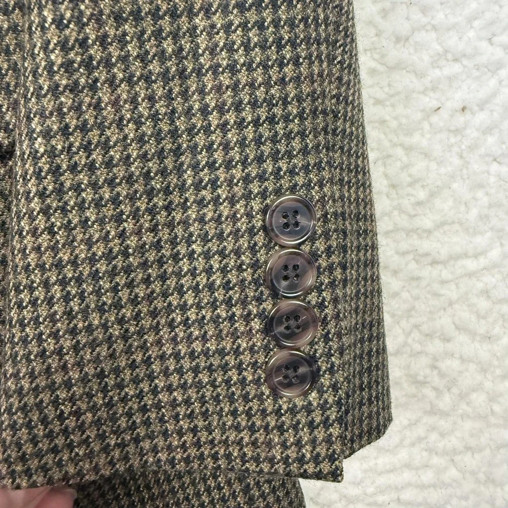 Lauren Ralph Lauren Blazer‎ Mens 42L Brown Houndstooth Wool Two Button Jacket